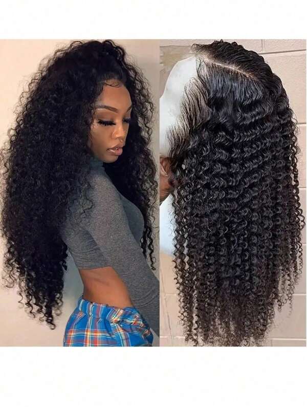Water Wave 100% Human Hair Wig Natural Color 4x4 Lace Front Wig 250% Density Water Wave Wig Natural Color Brazilian Women's Hair Non Glued Lace Front Wig, Suitable For Women's Pre Hair Pulling Baby Hair