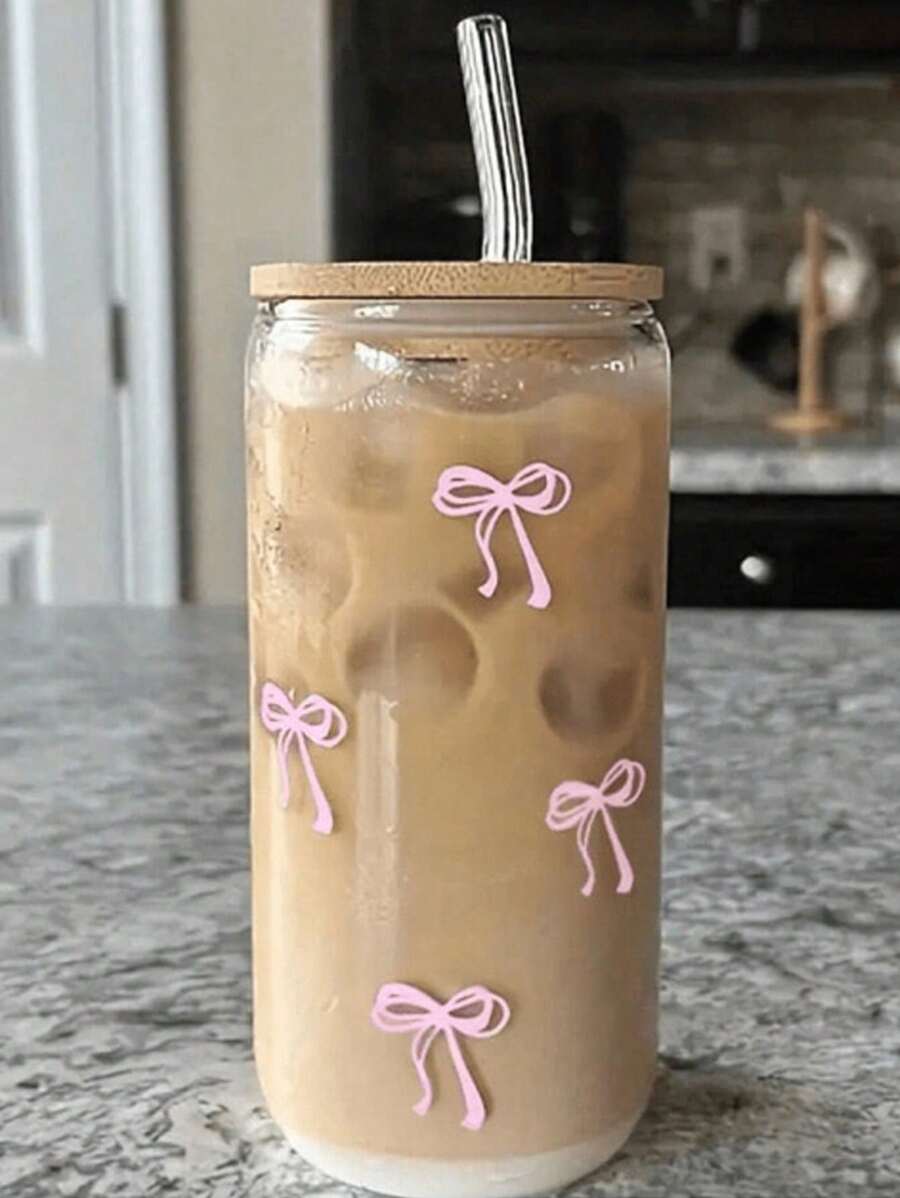 1 taza de café transparente con grabados de mariposas florales, tapa de bambú y pajita, taza portátil para bebidas y jugos para viajes al aire libre, apta para verano e invierno, regalo de cumpleaños, vacaciones y Navidad