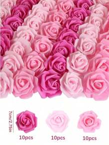 30 pièces Têtes de fleurs de rose artificielles en vrac, têtes de roses roses, fleurs roses factices sans tige, roses en mousse miniatures roses poussiéreux pour la décoration DIY de fête de mariage, douche nuptiale, mariage et à domicile