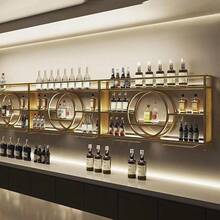 Wall Mounted Wine Rack with Hanging Glass Holder Metal Bottle Display Shelf Floating Bar Unit Liquor Shelf Iron Storage Rack for Home Bar Restaurant Black 120cm 47.2in Gold 120cm 47.2in - Dorado - Ver 7