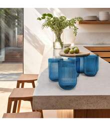 Shoppe house - Vaso caja 6 unidades, Cristal de rayas, no apto para Lavavajillas ni Microondas - Azul - Ver 8