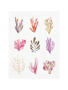 1 pièce Impression sur canevas d'art mural d'images de coquillage, conque, corail, baleine, vie marine pour la décoration de maison de plage, cadre en option - Multicolore - Voir 21