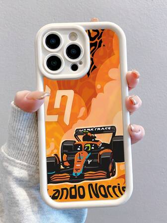 1pc Fashionable Racing Car Graphic Design Full Coverage Anti-Fingerprint Soft Phone Case, Compatible With IPhone 16 Pro Max/16/16 Pro/16 Plus/15/15 Pro Max/15 Pro/11/12/13/14 Pro Max/11 Pro/11 Pro Max/12 Pro/12 Pro Max/13 Pro/13 Pro Max/14 Pro/14 Pro Max, Creative High-End