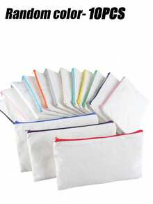 25个混色大容量空白帆布拉链包，化妆包/铅笔盒，大容量铅笔盒，学生文具包，桌面考试文具收纳包，Tralalero Tralala公仔，意大利Brainrot蛋糕装饰，生日装饰 - 白色 - 查看 13