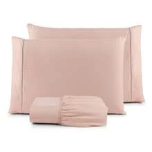 400 Thread Count Bedding Set With Elastic Band, Hotel Standard, All Sizes - Rusty Rose - View 3