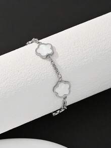 1 件不锈钢男士时尚五叶草手链，适合日常装饰