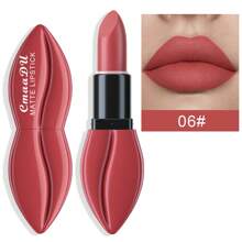 CmaaDu 1pcs Matte Lipstick, Lip Shape Design Lip Gloss, Long-Lasting, Easy To Apply, Waterproof, Sweat-Proof, Non-Stick, Suitable For Both Daily And Holiday Makeup, Perfect Gift