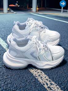 Women's Thick Sole Chunky Sneakers, 2025 New Spring/Summer Fashion Casual Athletic Shoes, Versatile All-Season Wear - Silver - View 5