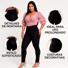 Women's Shaping Leggings With Eyelet Detail On The Back - 黑色 - 查看 2