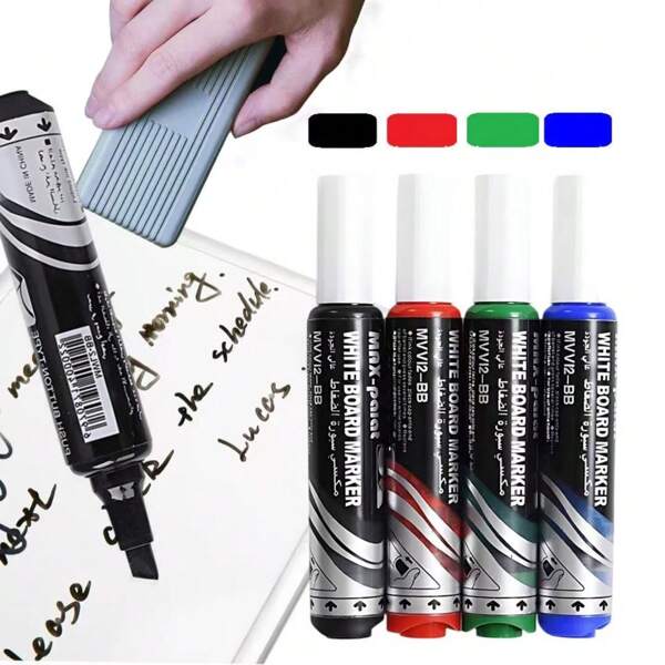 4pcs Liquid Ink,Push Button-Type Marker Pen Set,For Whiteboard Graffiti Back To School