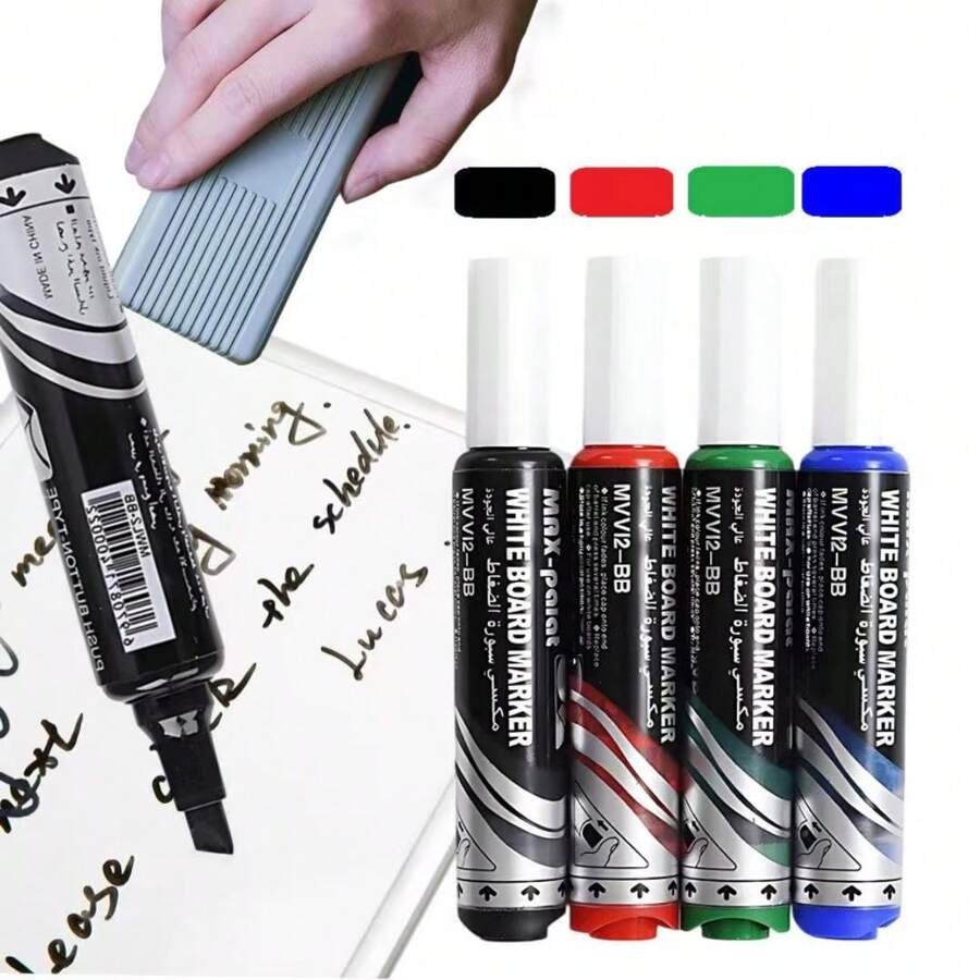 4pcs Liquid Ink,Push Button-Type Marker Pen Set,For Whiteboard Graffiti Back To School