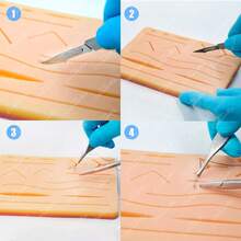 GRUPO CARNAVALLIA Suture Pad Skin Simulator 3 Layers Silicone Pad Practice Suture Doc - Beige - View 3
