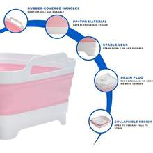 Collapsible Dish Basin Foldable Kitchen Sink With Drain Plug Plastic Laundry Tub 9L\/2.4Gal RV & Camping Wash Basin Space-Saving Bottle Washing Sink(Blue)2025 - 粉色 - 查看 3