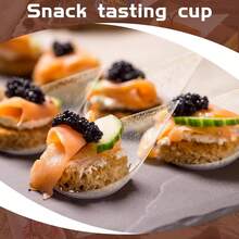 10/20/30/50 4inch Tear Drop Mini Appetizer Plates, Clean Plastic Dishes , Desserts And Appetizers Dishes Serving Plate Small Catering Dessert Tasting Cups For Afternoon Tea Time Mini Dessert - trong suốt - Xem 4