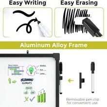 MaxGear Magnetic Dry Erase White Board, 36 X 24 Inches Double Sided Whiteboard, Black Aluminum Frame White Board For Wall, Hanging Planner Board With 2 Dry Erase Markers For School Office Home
