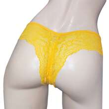 Cachetero de encaje, tangas sexy de dama, tanga de hilo, tanga sensual - Amarillo - Ver 4
