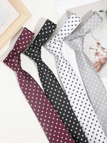 1pc Men's Casual Polka Dot Pattern Necktie, Minimalist Style Suitable For Suits, Work, Parties, Outings, And Travel