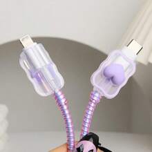 5-In-1 Compatible 18W/20W USB-C Charger Cover, Adorable 3D Bow-Tie Design Transparent Soft Charger Protector, Kawaii Cable Protector Suitable For 11 12 13 14 Pro Max Fast Charging Adapter, Pink Charger Accessories, Phone Accessories