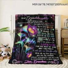 [Everyday Comfort] Granddaughter Gift Flannel Blanket - Ultra Soft And Cozy Throw Blanket With Warm Butterfly And Floral Patterns, Suitable For Sofa Or Bedroom, High-Quality Printed 100% Polyester Fleece