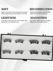 4 Pairs Natural Magnetic Eyelashes Handmade Reusable Magnetic Eyelashes Kit Waterproof, No Glue, Easy To Wear, 3D False Lashes With Applicator For A Dramatic Eye Makeup Look - Cat Eye Lashes - View 6