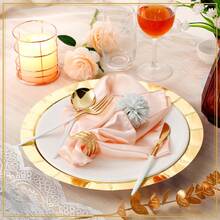 50/100个7英寸和9英寸金箔边纸盘，一次性白色纸盘，适用于生日、婚礼、圣诞节、新年、新娘送礼会派对用品装饰 - 金色 - 查看 7