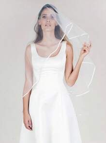 1 Stück Brautschleier mit Satin-Saum und Kamm, geeignet für Hochzeit, Hochzeitskleid Zubehör, Fotografie Requisite