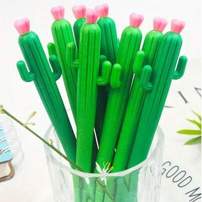 20支/套【可爱文具笔】6支/套，黑色签名笔，办公用品，创意仙人掌植物设计，返校季，学习用品，可爱文具，校园风，文具，书写笔，独特礼物，价格实惠