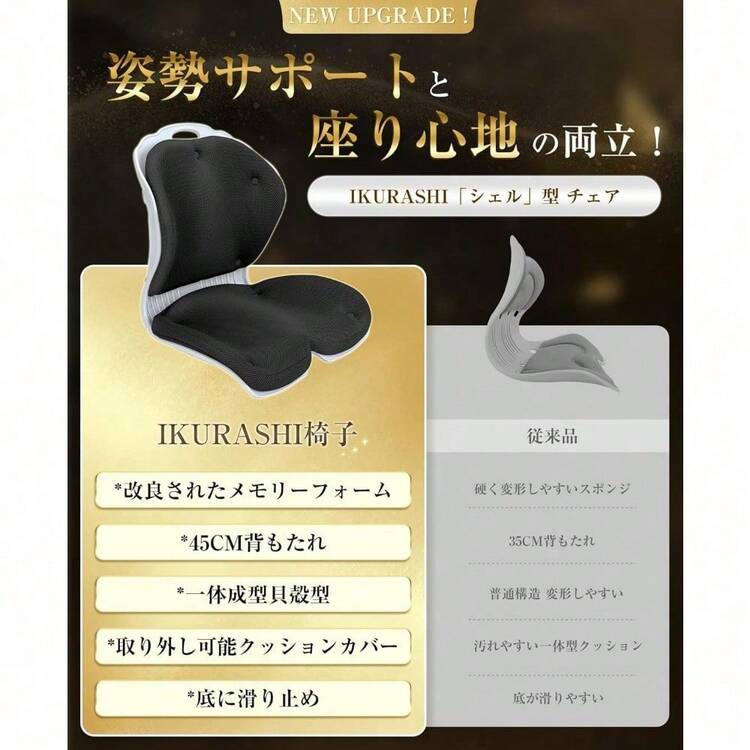 2025新登場 人体工学椅子】 アイクラシ(Ikurashi) 姿勢矯正 椅子 骨盤