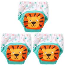 4 Stück dünne positionierte Tierdruck Baby Jungen/Mädchen Trainingshosen, weich & bequeme wiederverwendbare Stoffwindeln, unverzichtbares Geschenk für Babys
