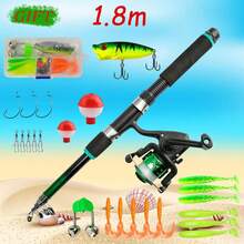 1.8m/5.91ft-2.1m/6.89ft Fishing Rod And Reel Combo Set, Lightweight Telescopic Fishing Rod With Fishing Reel And Lures, Perfect Gift For Beginners, Great For Christmas, Thanksgiving, Valentine's Day