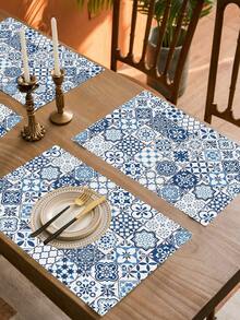 1pc Boho Style Blue Tie-Dye Pattern Non-Slip Polyester Kitchen Floor Mat, Suitable For Indoor/Outdoor, Quick Dry, Great For Entryway, Laundry Room Or Bathroom, Kitchen Decor, Coffee Machine Or Handmade Coffee Pot Dryer Mat - Multicolor - View 6