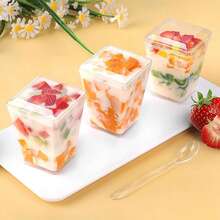 50/30/20/10 Pcs/Set 5 Oz Plastic Dessert Cups With Lids, Plastic Cups, Disposable Cups, Party Parfait/Appetizer Cups, Mini Dessert Cups For Pudding, Fruit And Ice Cream Suitable For Celebrations, Weddings, Decor, Travel - Clear - View 6