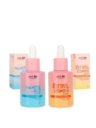 FASHIONITY Pink Up - 2 Pack Skin Care Suero Ácido Hialurónico y Retinol con Vitamina C
