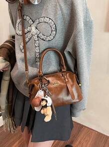 [Bolsa de Boliche Estilo Coreano] Bolsa de Boliche Estilo Coreano - Bolsa Vintage para Mulheres, Bolsa a Tiracolo Simples (Com e Sem Encantos)
