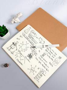 10/5/3/2pcs (1pc For One Size) A5 Solid Black Card & Brown Kraft Blank Notebook, 34 Sheets (68 Pages) Memo Pad, Blank Notebook For Back To School, Halloween, Christmas, New Year Gifts - Black - View 8