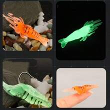 10pcs Soft Fishing Lure Hooks, Realistic Artificial Grass Shrimp, Outdoor Sea Beach Fishing Accessories, Multi-Color Mix