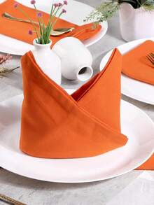 6pcs/Set Candy Color Washable Dinner Napkins, Absorbent And Reusable Cloth Napkins, Suitable For Spring Easter Basket Decor, Cocktail Parties, Weddings, Hotels, And Cafes - Coral Orange - View 8
