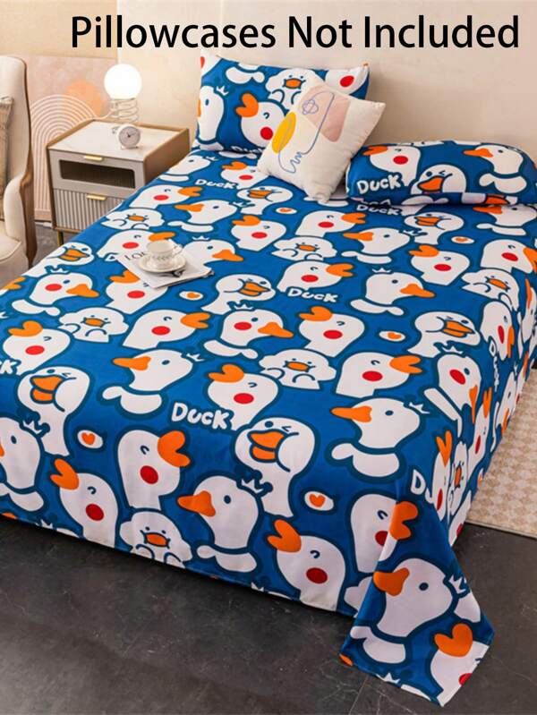 1pc Soft & Comfortable Bedsheet, Skin-Friendly Mattress Protector, Gift For Valentine's Day, Cartoon Love Geometric Pattern Bedsheet Set, Heart-Shaped Design Bedding Set, Home Decor, Fits Twin/Full/Queen/King Size Bed, Washable