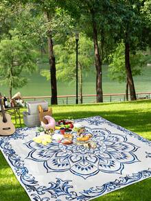 1 件全新户外防水防沙数码印花野餐垫/沙滩巾，时尚清新设计，适合露营和野餐 - 彩色 - 查看 2