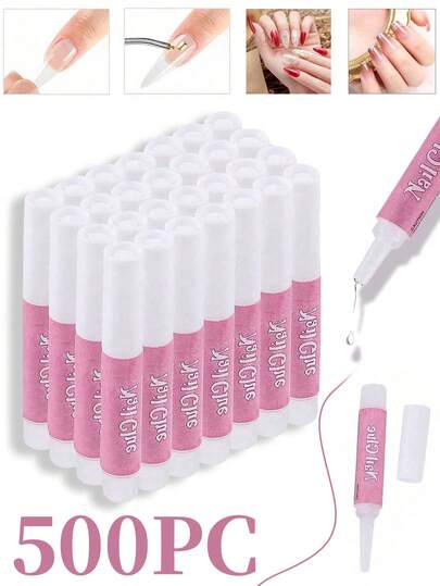 500pcs Professional Nail Glue For Acrylic & Press-On Nails – Quick Dry, Long-Lasting Bond, 2g/0.07oz Tube