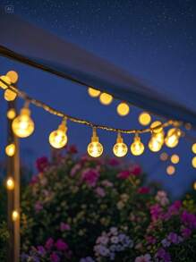 1 szt. 20/50/100/200 diod LED Solar Garden Crystal Globe Solar String Lights Outdoor Solar Outdoor Lights With 8 Lighting Modes Dekoracja dziedzińca Do Hotelu/Cateringu/Organizacji Wydarzeń