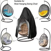 1pc Egg-Shaped Patio Hanging Egg Chair Cover, 210D Oxford Fabric Waterproof Dustproof Outdoor Swing Egg Chair Protective Cover For Balcony, Garden, Lawn, Furniture Accessories, 115x190cm/230x200cm,Kitchen Decor,Household Items,Mother's Day Gift,Bedroom Decor,Garden,Kitchen Decor,Summer,Beach,Travel Essentials,Room Decor,Squishy,Graduation - Black - View 4