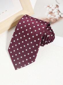 1pc Men's Casual Polka Dot Pattern Necktie, Minimalist Style Suitable For Suits, Work, Parties, Outings, And Travel