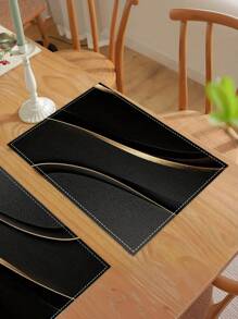 1pc/2pcs/4pcs/6pcs Golden Wavy Lines, Elegant Modern Design, Minimalist High-End Decoration Suitable For Family Gatherings, Business Banquets, Holiday Celebrations, Enhancing The Dining Atmosphere