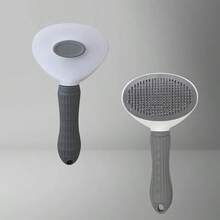 1pc Cat Hair Removal Brush, Pet Dog Brush, Massage Cleaning Anti-Shedding Brush, Stainless Steel Fine Pins Detangling, One-Click Shedding Self-Cleaning Cat Hair Brush, Silicone Handle Gentle Grooming Tool For Pet - Multicolor - View 11