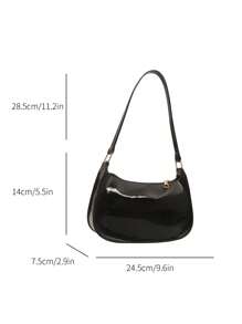 Bolso de hombro de cierre con cremallera de unicolor y estilo minimalista, bolso de medialuna simple y elegante, bolso de hombro con cremallera, bolso de piel sintética de unicolor, bolso burdeos, regalo ideal para Año Nuevo, bolso burdeos a la moda