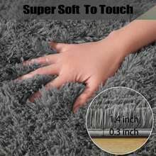Alfombras de área Qulint de 9x12 pies para la sala de estar, alfombra grande y mullida para el dormitorio, suaves alfombras esponjosas y peludas para dormitorios de niños y niñas, decoración del hogar (9 pies x 12 pies, gris oscuro) - Gris oscuro - Ver 2