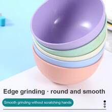 6 Inch Solid Color Plastic Bowl Salad Bowl Wheat Fiber Bowl Children Household Large Bowl Supplies