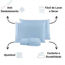 400 Thread Count Bedding Set With Elastic Band, Hotel Standard, All Sizes - Baby Blue - View 9