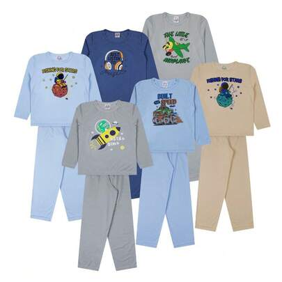 Kit 4 Peças Pijama Infantil Juvenil Menino Brilha no Escuro